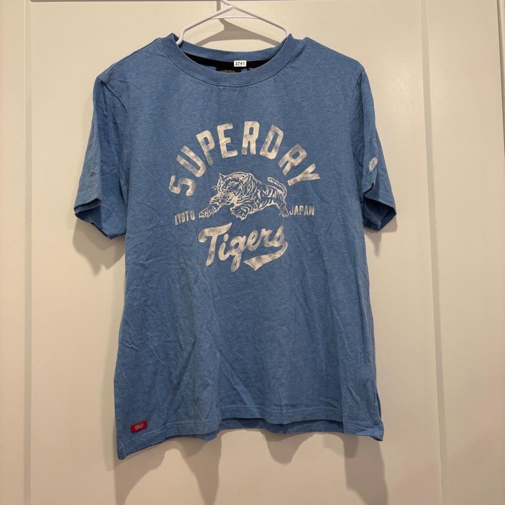 Superdry Kyoto Japan Tigers Graphic T-Shirt Blue Heather Mens US 10 UK 14 EU 42